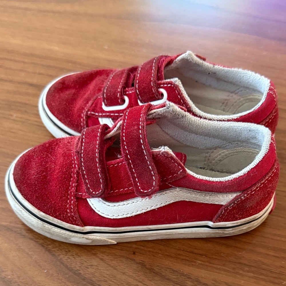 Vans Kids Red and White Sneakers